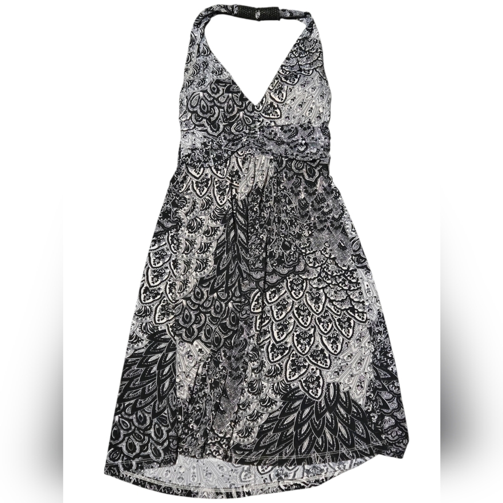 Peacock Feather Halter Dress